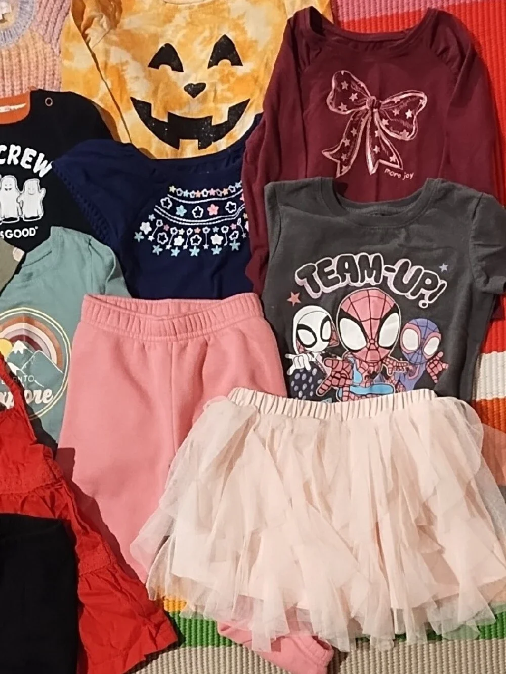 Girls' Mixed Outfit Bundle - Pink, Red, Peach, Navy 13 Pieces 2-3T. VGC.